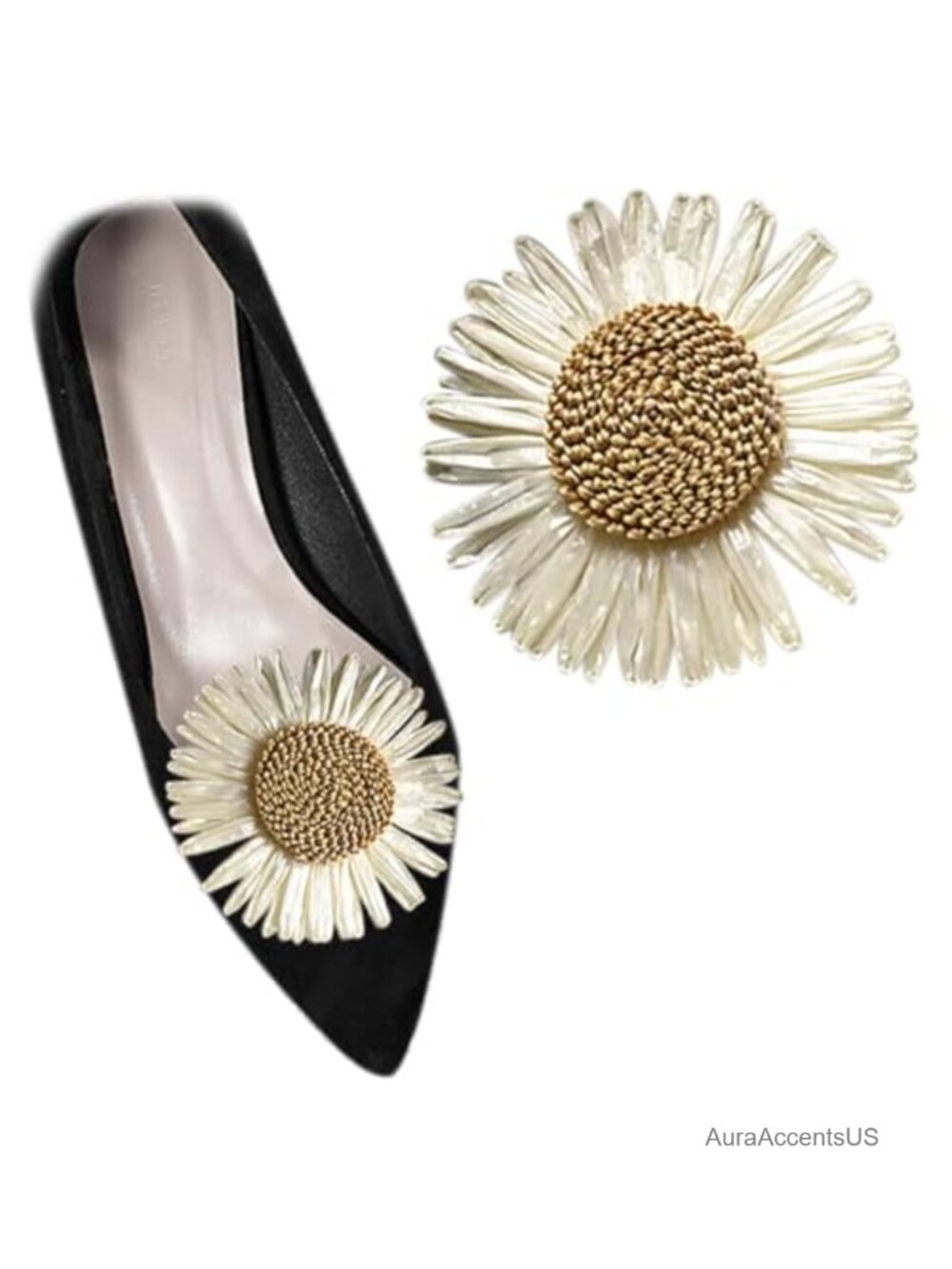 Sunflower Raffia Shoe Clips Detachable Daisy Shoe Accessories for Women